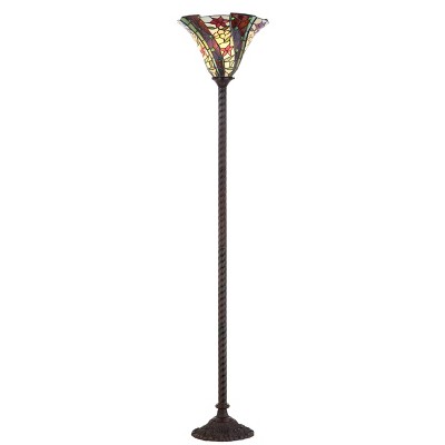 71" Williams Tiffany Style Torchiere Floor Lamp (Includes LED Light Bulb) Bronze - JONATHAN Y
