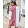 Clearlove Womens Corduroy Colorblock Button Down Shirt Dress Casual Long Sleeve Oversized Tunic Blouses - 3 of 4