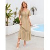 Coolmee Women's Short Sleeve Maxi Dress V Neck High Waist Lace Dress Casual Flowy A Line Beach Dress - 3 of 4