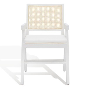 Colette Rattan Arm Chair - SFV4136 - White/Natural - Safavieh Couture - 1 of 4