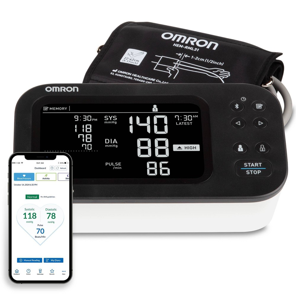 Photos - Blood Pressure Monitor Omron 10 Series Upper Arm  with Afib Screening Technology: Includes AC Adapter, Batteries, Instruction 