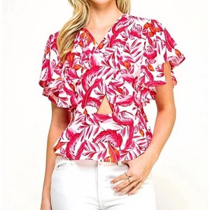 Women's Ayanna Flutter Sleeves Top - milk & honey - 1 of 4