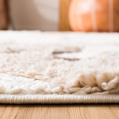 Ivory Diamond Braided Edge Shag Rug 27in x 19in