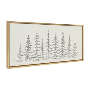 Kate & Laurel All Things Decor 18"x40" Minimalist Evergreen Trees Sketch Framed Canvas by The Creative Bunch Studio Bright Gold - 1 of 4