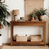Hommoo 41" Solid Wood Farmhouse Console – Narrow Entryway Table with Lower Shelf - 4 of 4