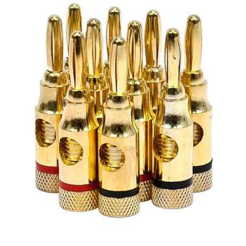 Monoprice High Quality Gold Plated Speaker Banana Plugs – 5 Pairs – Open Screw Type, For Speaker Wire, Home Theater, Wall Plates And More