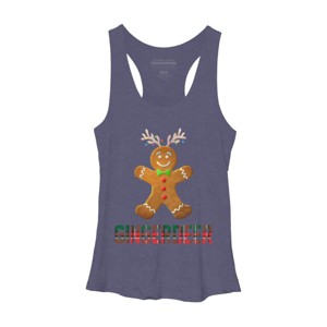 Women's Design By Humans Gingerbread Reindeer Matching Family Group Christmas Pajama By Forever9 Racerback Tank Top - 1 of 3