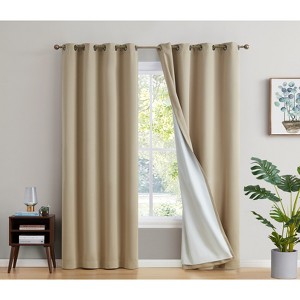 HLC.ME Dakota 100% Blackout Thick Thermal Insulated Energy Efficient Heat Blocking Curtains Grommet Panels, Set of 2 - 1 of 4