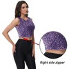 Anna-Kaci Women's Sleeveless Sequin Crop Top with Round Neckline and Sparkle Embellishment - 3 of 4