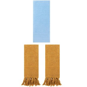 REGALWOVEN 3 Packs Striped and Tassels Hand Towels for Bathroom 14" x 30" - 1 of 4