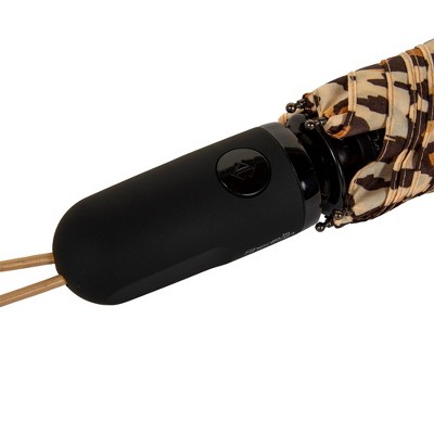 ShedRain Auto Open Auto Close Compact Umbrella - Tan Leopard Print: Telescoping Shaft, Polyester Canvas - image 5