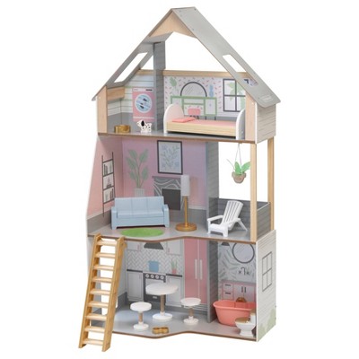 Kidkraft Alina Wooden Dollhouse with 15 Play Furniture Accessories