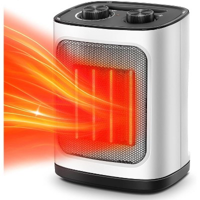 ZAFRO Space Heater Indoor Use Electric Ceramic Space Heater, Portable Heaters Fan for Bedroom with Adjustable Thermostat ,1500W(White)