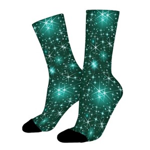 Christmas Star Pattern Women Printed Crew Socks Funny Funky Socks Soft Polyester Novelty Gifts for Artists Men - 1 of 1