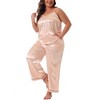 Agnes Orinda Women's Satin Plus Size Cami Top and Pants with Pockets 2 Piece Pajama Sets - 2 of 4