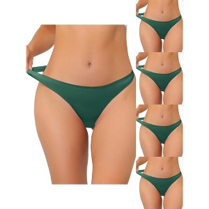 Allegra K Women's Unlined Satin Invisible Bikini Comfortable 5 Packs Thongs - 1 of 4
