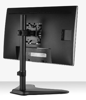 Black Adjustable Steel Single Monitor Stand with 360-Degree Rotation