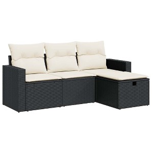 vidaXL Garden Sofa Set Black PE Rattan, Powder-Coated Steel - 1 of 4