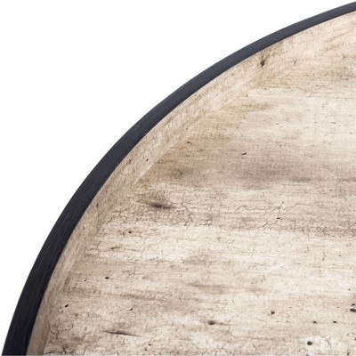 Luxurious 35" Light Grey Round Wood Coffee Table with Tray Top