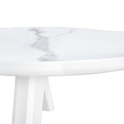 Vynxaria Modern Cloud-Shaped Coffee Table - White Imitation Marble Top & Solid Wood Legs