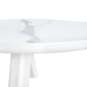 Vynxaria Modern Cloud-Shaped Coffee Table - White Imitation Marble Top & Solid Wood Legs - 1 of 4