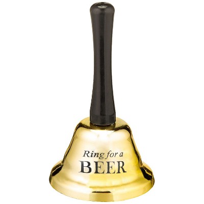 Juvale Gold 5-inch Novelty "Ring for A Beer" Handheld Steel Hand Ring Bell