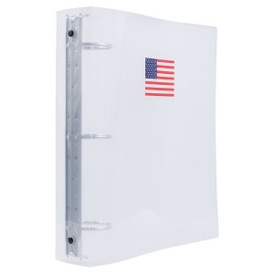 JAM PAPER Plastic 2 inch Binder - American Flag Clear 3 Ring Binder - Sold Individually - 1 of 1