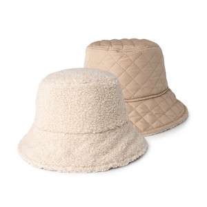 Britt's Knits Après Half Ski Faux Shearling Half Puffer Reversible Bucket Hat - 1 of 4