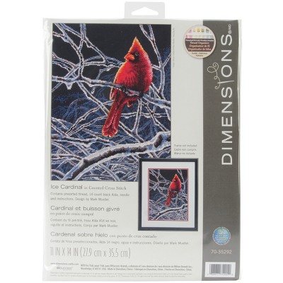 Dimensions Counted Cross Stitch Kit 11"X14"-Ice Cardinal (14 Count)