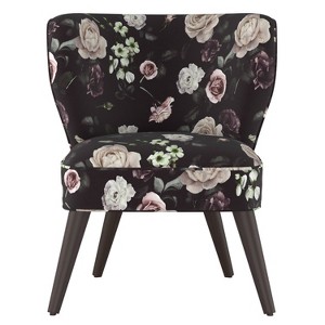 Curved Armless Chair in Soft Tropical Floral Burgundy - Project 62 , Floral Red