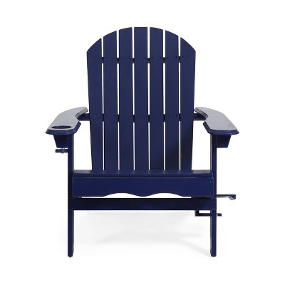 Bellwood Outdoor Acacia Wood Folding Adirondack Chair Navy - Christopher Knight Home: Weather-Resistant Patio Seating with Cup Holder