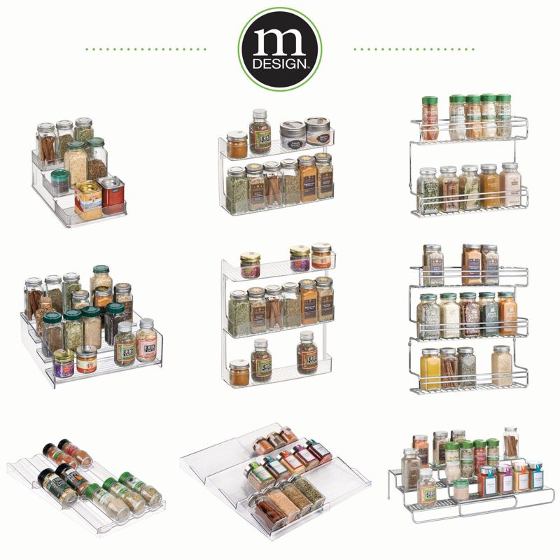 mDesign Expandable Plastic Spice Rack Kitchen Drawer Organizer, 3 Tiers, 4 of 9