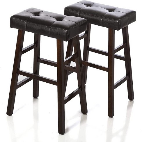 Wooden stool discount with leather seat