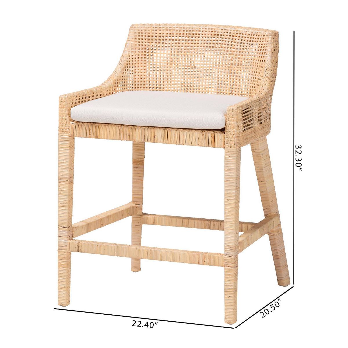 bali & pari Beata Natural Rattan Counter Stool Light Honey - thumbnail 8
