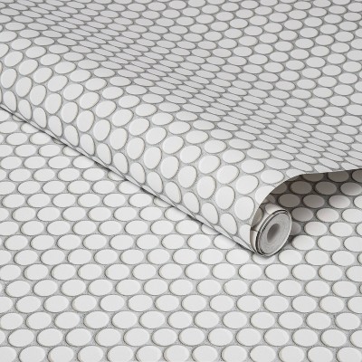 Penny Tile Peel & Stick Wallpaper White - Threshold™: Vinyl, Self-Adhesive, Classic Pattern, Peelable, 27.5 sq ft Coverage