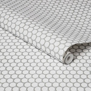 Penny Tile Peel & Stick Wallpaper White - Threshold™: Vinyl, Self-Adhesive, Classic Pattern, Peelable, 27.5 sq ft Coverage - 1 of 4