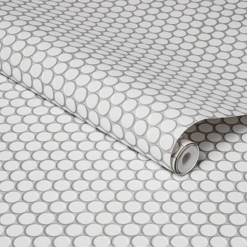 Penny Tile Peel & Stick Wallpaper White - Threshold™ - image 1 of 4