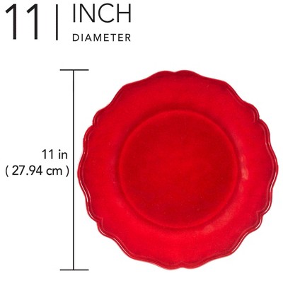 Red Crackle Melamine 11" Dinner Plates Set of 4
