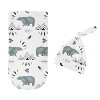 Sweet Jojo Designs Boy Baby Cocoon and Beanie Hat Swaddle Wrap Bear Mountain Blue and Black 2pc - 2 of 4