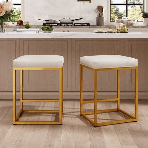 Captiva Designs 24 inch Counter Height Bar Stool with Faux Leather Cushion and Sturdy Metal Frame - 1 of 4