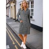 INSPIRE CHIC Women's Vintage Plaid Collar V Neck Long Sleeve Check Casual Knee Length Shirt Dress - 2 of 4