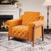 Cozy Accent Chair PU Leather Mid Century Modern Armchair Reading Single Sofa for Bedroom Apartment Office Waiting Room - 2 of 4