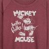 Women's - Disney - Mickey Mouse Hello Folks Lightweight French Terry Wide Neck Long Sleeve Shirt - 2 of 4