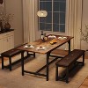 Extendable Dining Table Set with Upholstered Benches - 4 to 6 Seater, 63 inch Expandable Table, 300lb Capacity, Space-Saving Foldable Design - 3 of 4