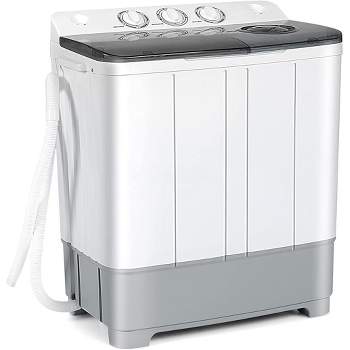 HOMCOM 2-In-1 Full Automatic Portable Washing Machine and Spin Dryer,  1.38Cu Ft Compact Laundry Washer with Wheels, Built-in Gravity Drain, White