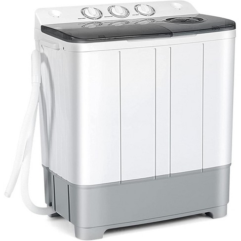 Costway Portable Full-Automatic Laundry Washing Machine 8.8lbs Spin Washer With Drain Pump - Gray