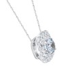 Pompeii3 2 3/4Ct Aquamarine & Diamond Cushion Halo Pendant 10k White Gold Womens Necklace - 2 of 4