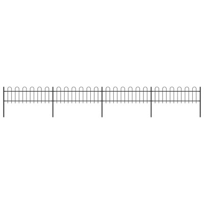 vidaXL Garden Fence with Hoop Top Steel 22.3' Black