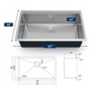 Kitchen Sink, 30/33 Inch Brushed Nickel Undermount Kitchen Bar Sink with Single-tier Track - 2 of 4