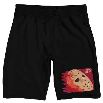 Friday The 13th Hockey Mask Men's Black Sleep Pajama Shorts
